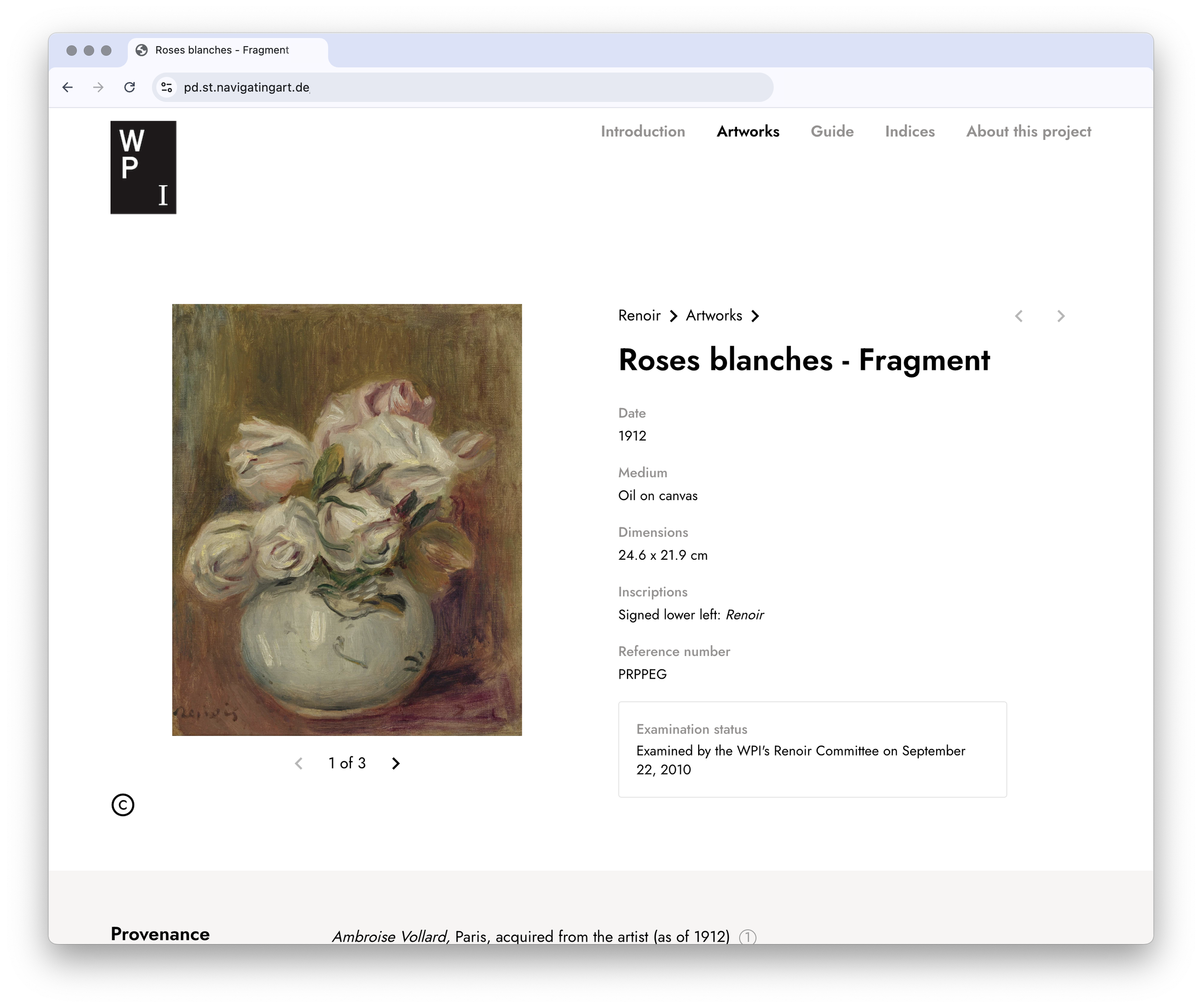 The first publication of the Renoir digital catalogue raisonné